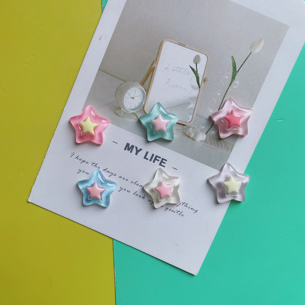 Ice transparent double-layer five-pointed star handmade DIY resin accessories