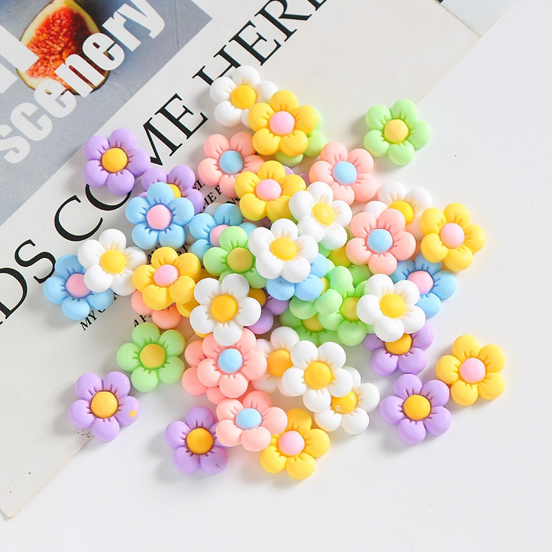 Mixed macaron color five-petal flower DIY resin accessories