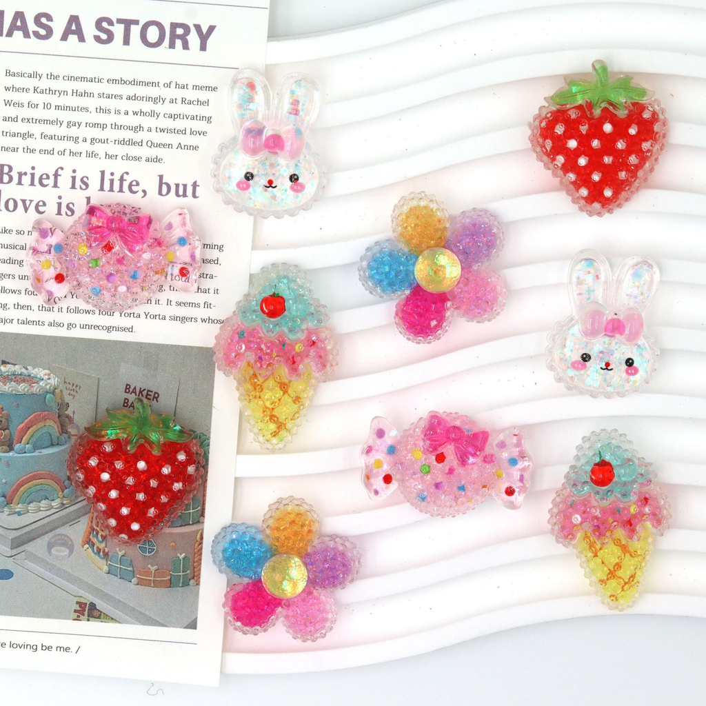 AB glue high-transparency sugar strawberry ice cream DIY resin accessories