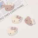 Milk tea color large flocked cat head DIY resin accessories