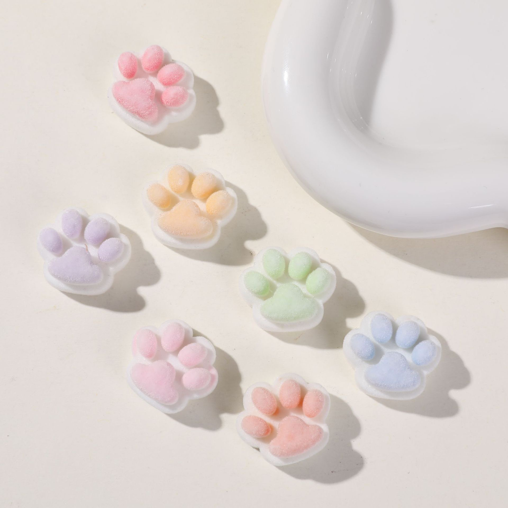 Sweet and cute flocked colorful cat paw DIY flocked resin accessories
