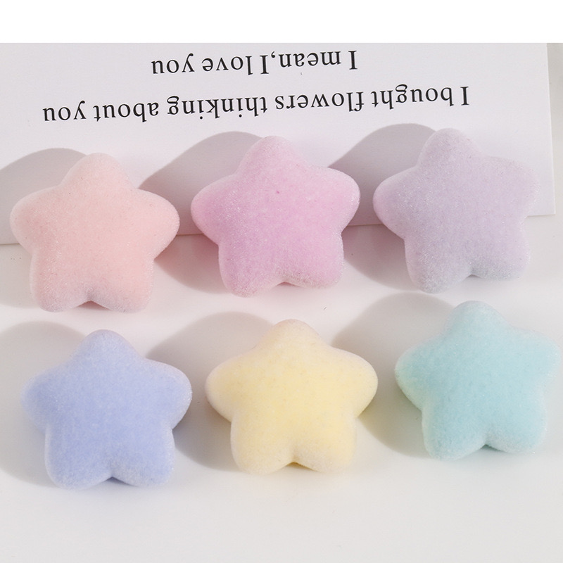 Light-colored flocked five-pointed star chubby sweet and versatile DIY flocking resin accessories