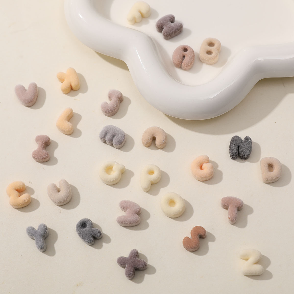 Mini cute English letters DIY flocking resin accessories