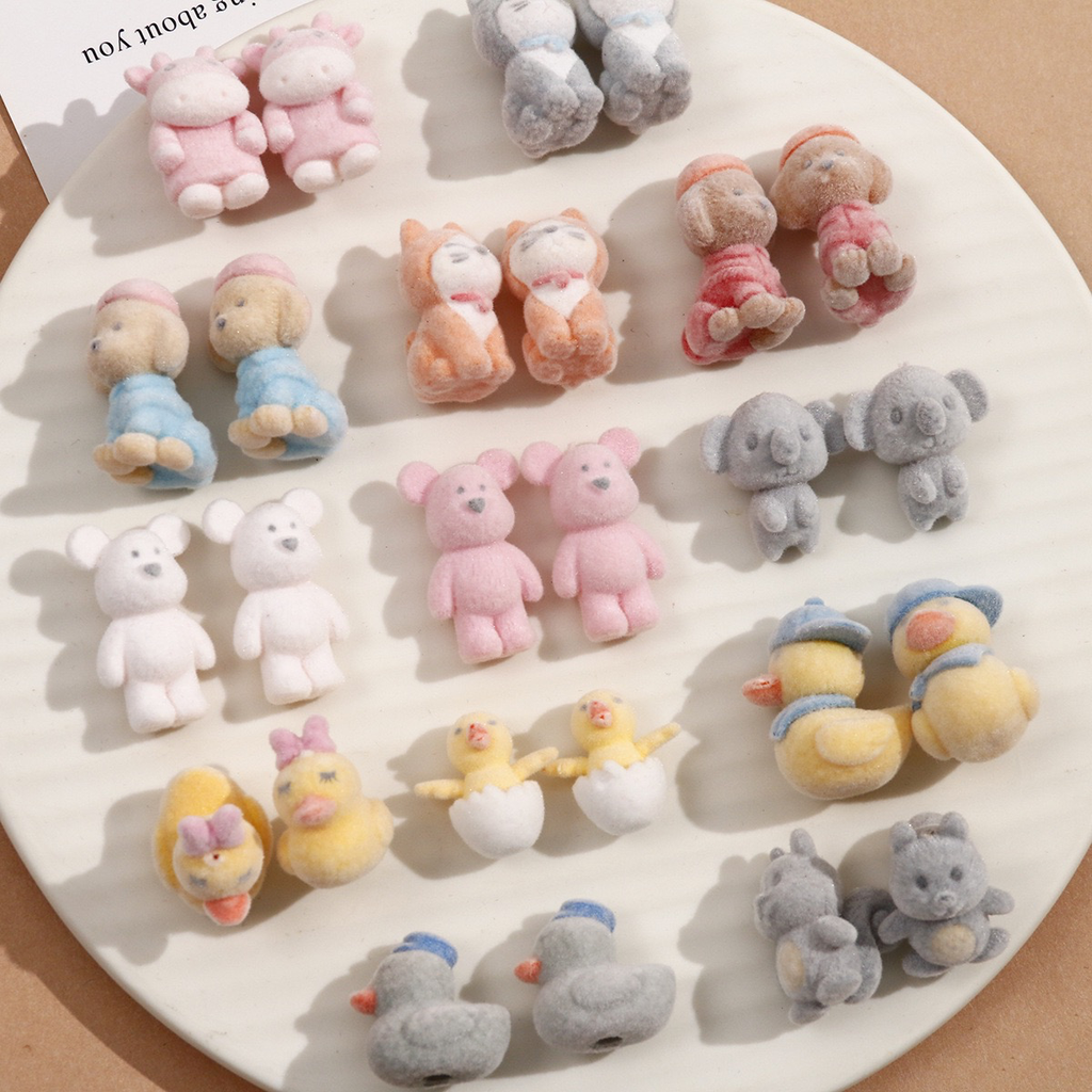 Sweet and cute cartoon doll DIY flocking resin accessories