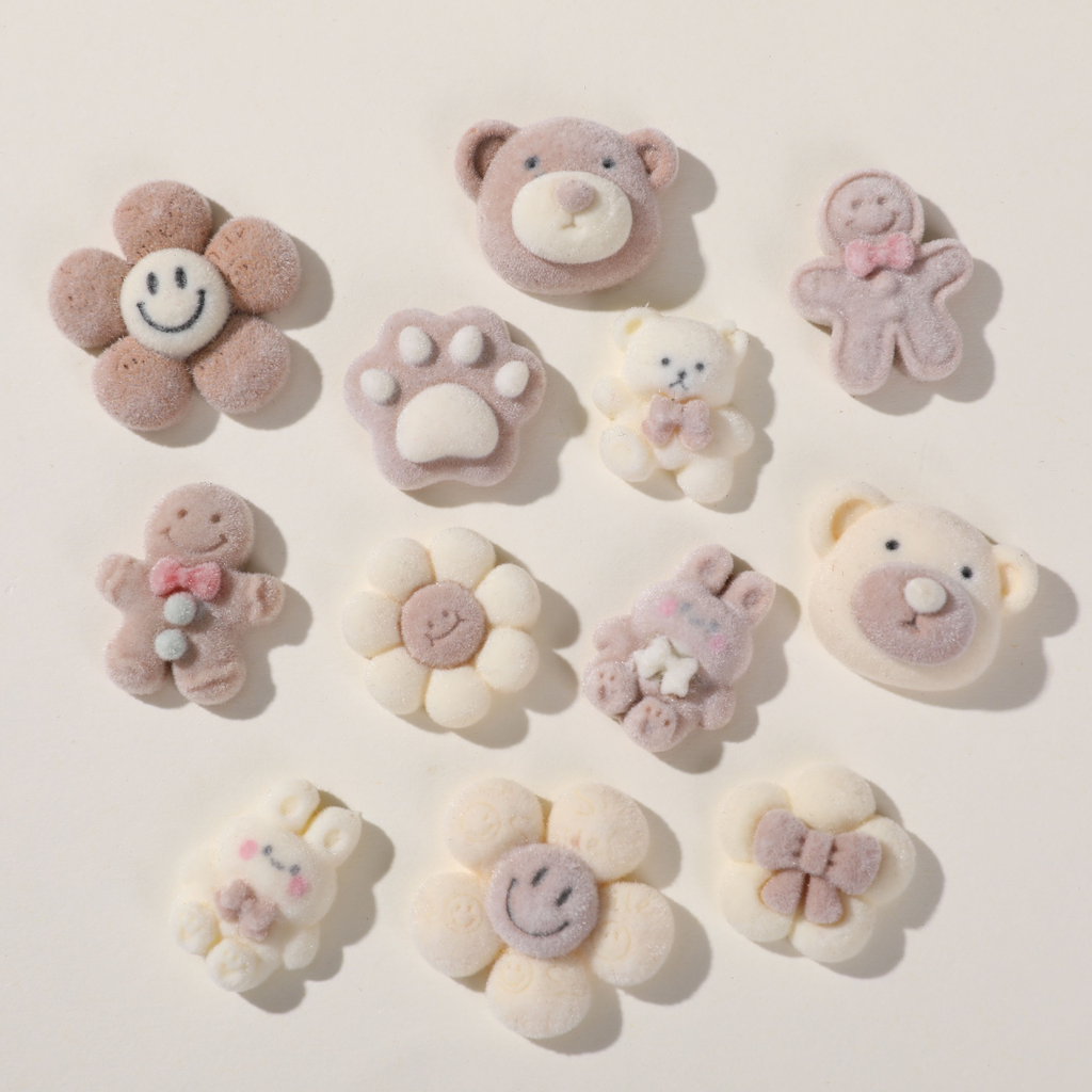 Christmas gingerbread bunny bear paw DIY flocking resin accessories