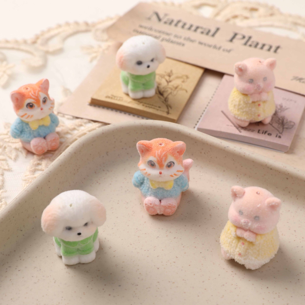 Creative cute pig dog cat animal doll DIY flocking resin accessories