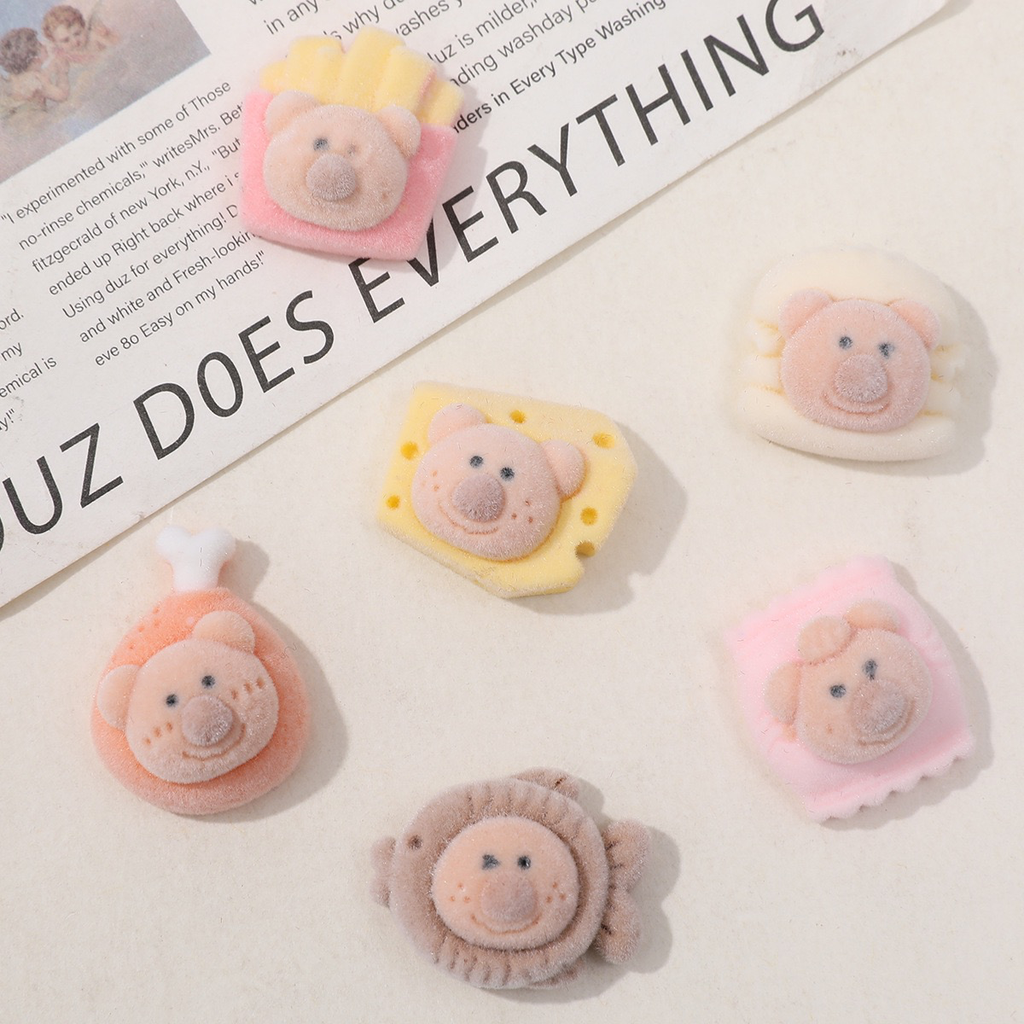 Cartoon cute chicken drumstick potato chips bear DIY flocking resin accessories