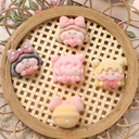 Cute cartoon plush bow pig girl bell DIY flocking resin accessories