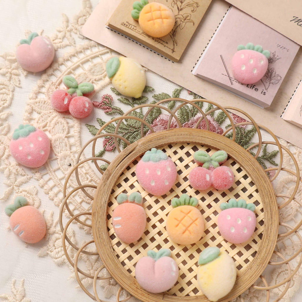 Fluffy Fruit Strawberry Cherry Lemon DIY Flocking Resin Accessories