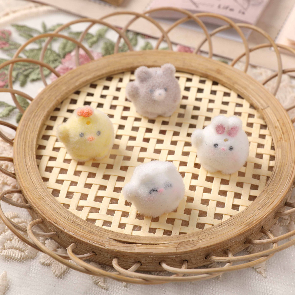 Plush cute Q cute chicken rabbit cat bear DIY flocking resin accessories