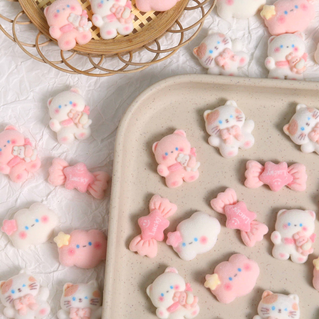 Cute cat bear cloud star DIY flocking resin accessories