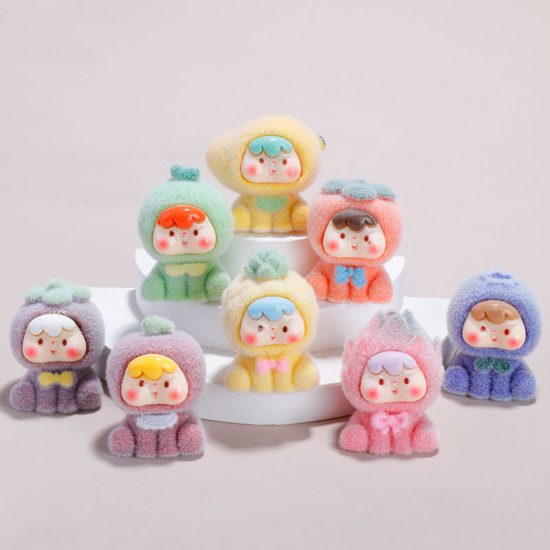 Four generations of fruit cubs three-dimensional cute grain DIY flocking resin accessories