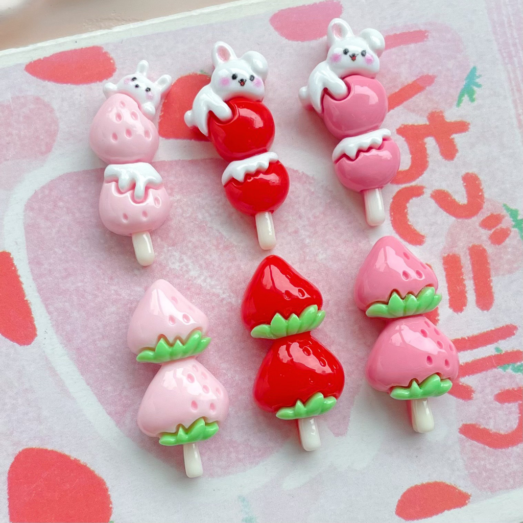 Strawberry string rabbit candied haws DIY resin simulation food play accessories