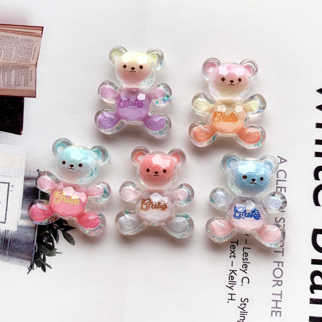 Cut-out printed sequined bear resin DIY accessories