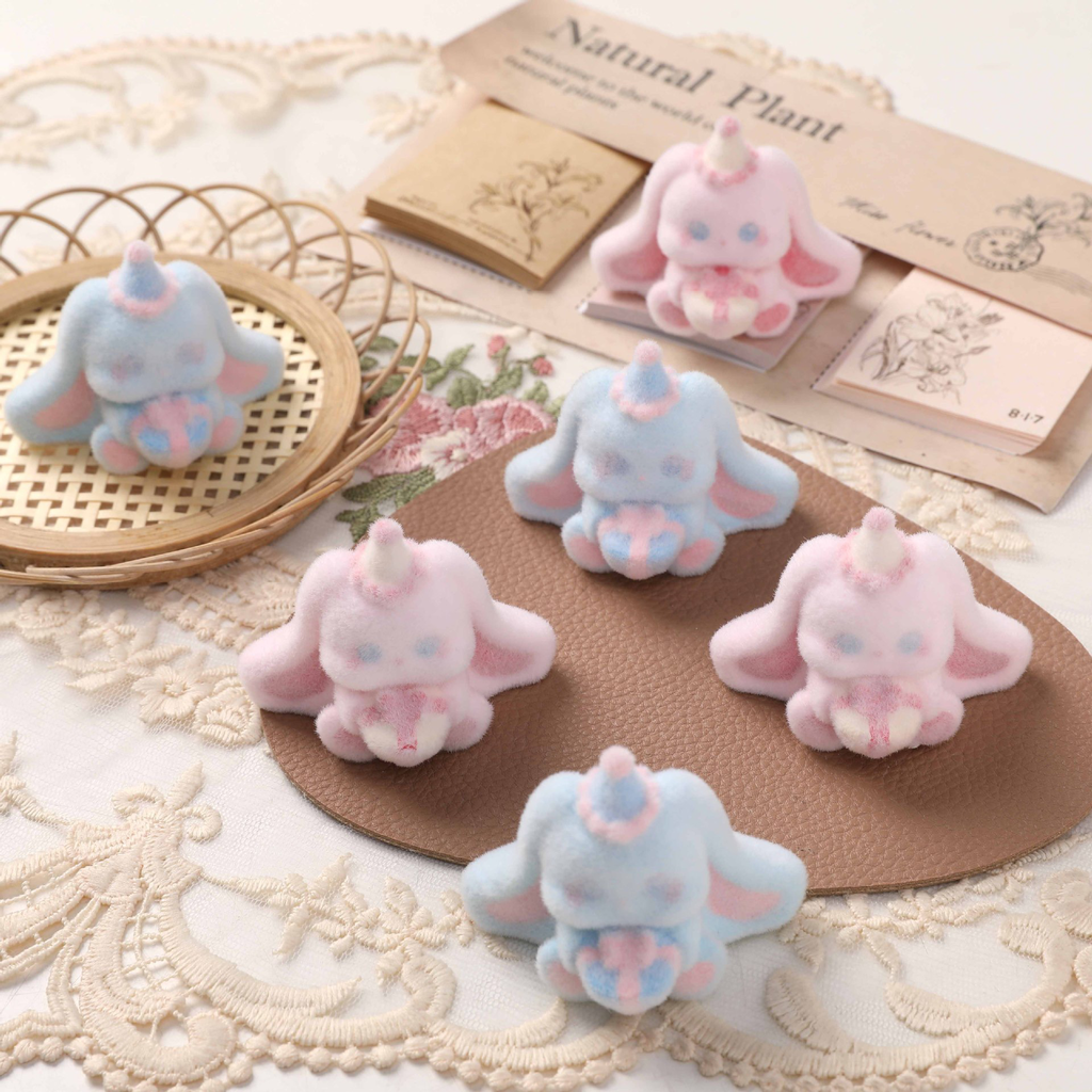 Soft and cute plush three-dimensional lop-eared rabbit DIY flocking resin accessories