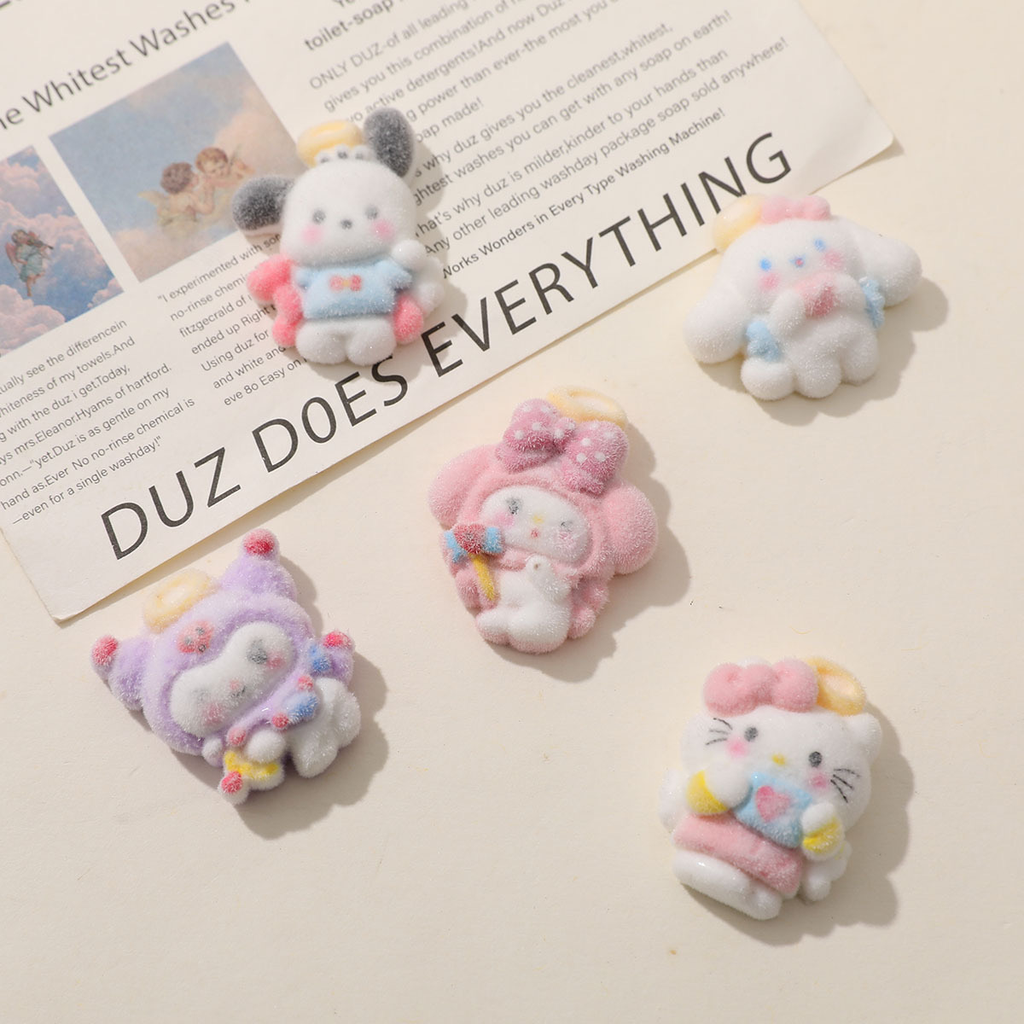 Sweet and cute cartoon kitten and puppy DIY flocking resin accessories