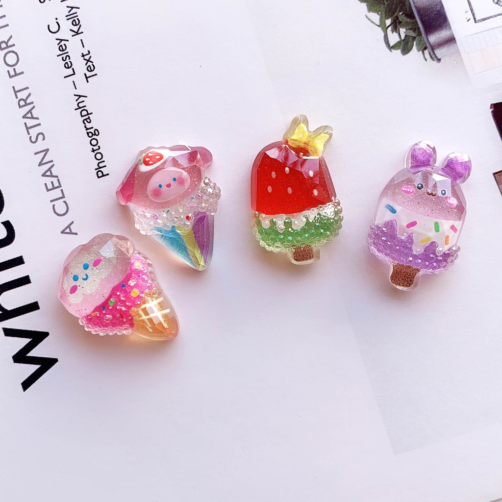 AB glue luminous ice transparent cartoon cute ice cream DIY resin accessories