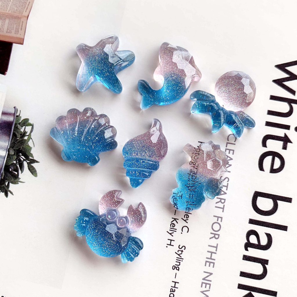 Transparent fine glitter cut starfish shell DIY resin accessories
