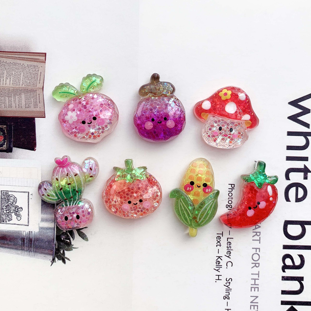 Transparent Glitter Cut Cartoon Vegetable DIY Resin Accessories