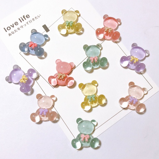 Transparent bow tie bear resin accessories wholesale mobile phone case diy decorative accessories