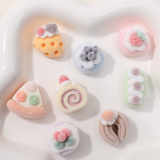 Cute cartoon cake cheese pizza DIY flocking resin accessories