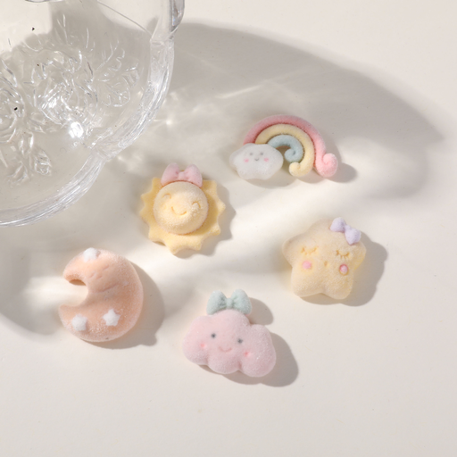 Cute cartoon stars, sun and moon DIY flocking resin accessories