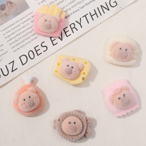 Cartoon cute chicken drumstick potato chips bear DIY flocking resin accessories